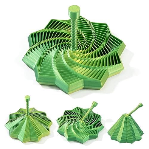 VUTGE 3D Printed Sensory Fidget Star,Dual Motion Fidget Toy with Reinforced Handle Color-Changing Spiral Finger Toy with Auditory Feedback, ADHD Anxiety Relief Desk Toy for Office Gifts(Green-Yellow) - Image 1