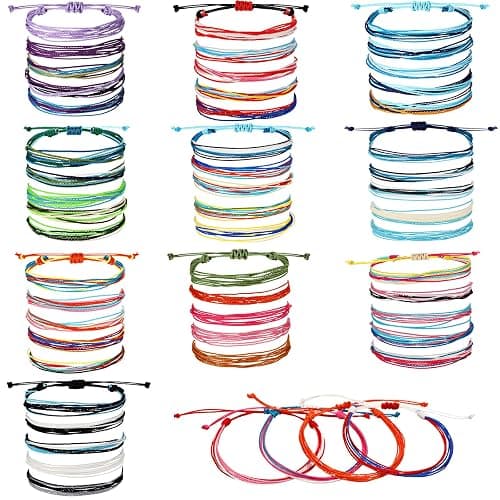 Yaomiao 50 Pcs Friendship String Bracelets Bulk Beach String Adjustable Waterproof Handmade Cord Surfer Woven Braided Rope Bohemian Wrist Cord for Women Men Christmas Party Gifts(Cute Style) - Image 1