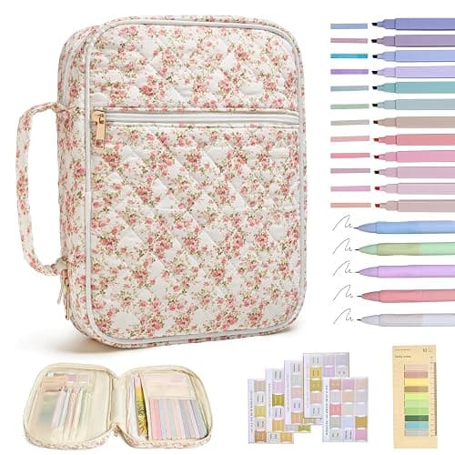 Bible Cover Case for Women Large Bible Cover with Durable Handle Quilted Bible Carrying Case for Girls Bible Study Supplies Accessories (Siamese Rose, Siamese Rose) - Image 1