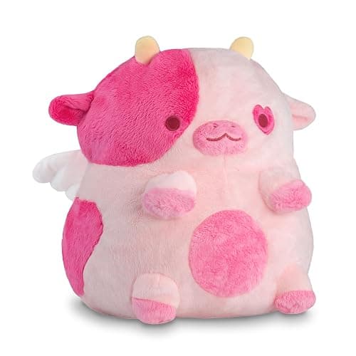 Cupid Cow Heatable Plush for Period Cramp Relief & Emotional Support, Microwavable Soft Toy Plushies, Coolable Stuffed Animal for Anxiety, Valentine's Day Gift for Pain Relief (Cupid Strawberry) - Image 1