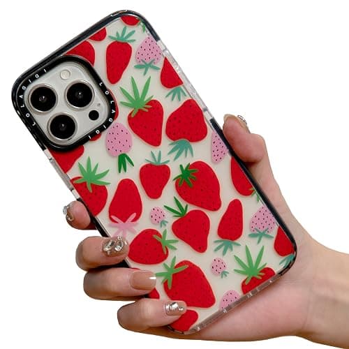 LOLAGIGI for iPhone Xs Max Case for Women, Cute Strawberry Print Girly Design Kawaii Fruit Cartoon Pattern for Girls Teens Soft Clear TPU Case Cover for iPhone Xs Max (6.5") - Image 1