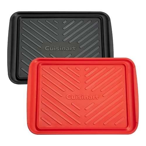 Cuisinart Grilling Prep & Serve Trays, 17x10.5 inch BBQ Tray Safe for Food Handling, 2 Dishwasher Safe Nesting Trays Black & Red, Perfect Grilling Accessories for Cooked & Raw Meat, Fits 6 Burgers - Image 1