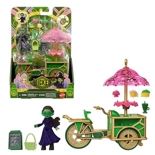 Mattel Universal Pictures’ Wicked Emerald City Dessert Cart Toy with Cart & Elphaba Small Doll & 7 Accessories, Inspired by The Movie - Image 1
