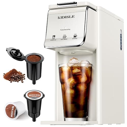 KIDISLE Hot & Iced Coffee Maker, Single Serve Coffee Maker for K Cup & Ground Coffee, Pod Coffee Machine with Bold Setting, Quick Brew & Compact Design, Travel Mug Friendly, White - Image 1