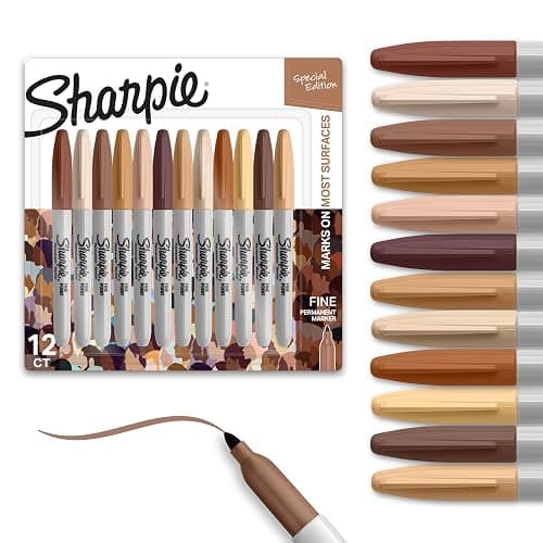 Sharpie Permanent Markers, Special Edition Portrait Colors, Fine Point, 12 Count - Assorted Skin Tone Shades - Image 1