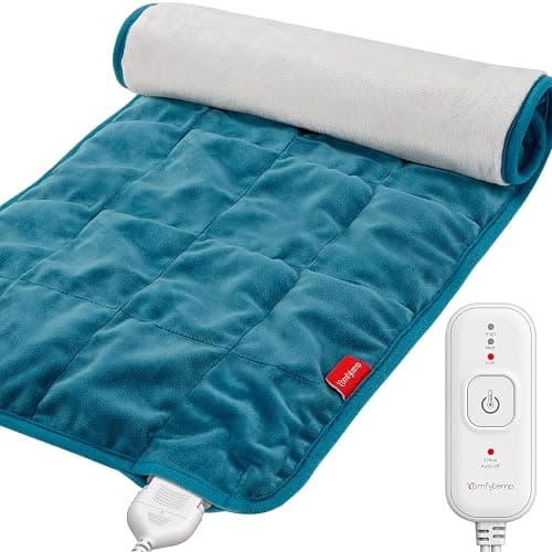 Comfytemp Weighted Heating Pad for Back & Cramps, 2.2lb Electric Neck Shoulder Heat Pad for Pain Relief, FSA HSA Eligible, Valentines Day Gifts for Her Him Wife Husband, 2H Auto-Off, 12x24, Washable - 12x24 Inch - Navy Blue - Image 1