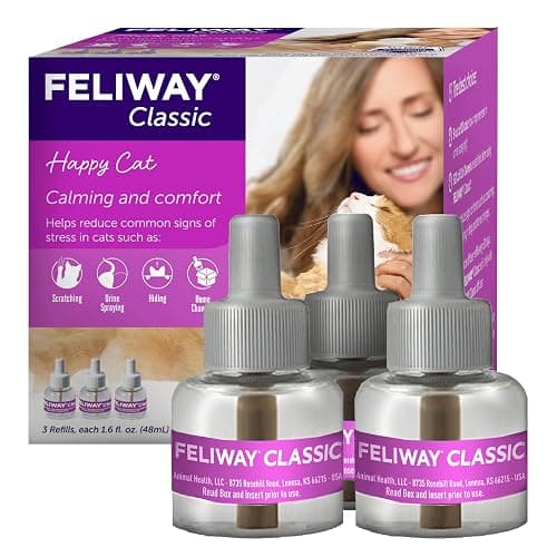 FELIWAY Classic Cat Calming Diffuser Refill (3 Pack, 90 Day) – Cat Pheromone Diffuser Refill Reduces Stress‑Related Behaviors Like Spraying, Scratching, Hiding - Image 1