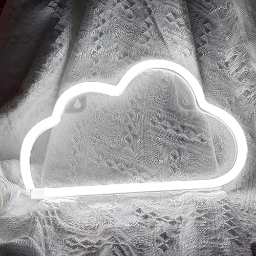 Cloud Neon Signs, LED Light for Wall Decor, Battery or USB Powered Sign Shaped Decoration Lights Bedroom Aesthetic Teen Girl Kid Room Christmas Birthday Wedding Party White - Image 1