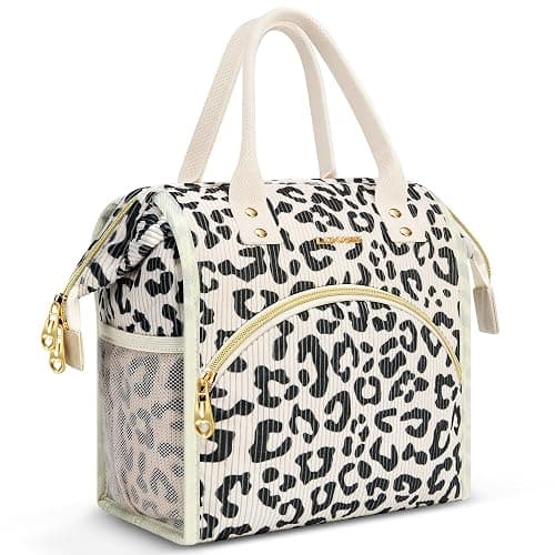 Lunch Bag Women Insulated Lunch Box Wide-Open Lunch Tote Bag Large Drinks Holder Durable Nylon Thermal Snacks Organizer for Men Adults Work Picnic Hiking Beach Fishing, Black Panther Corduroy - Cow Corduroy - Image 1