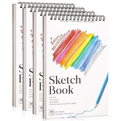 4 Pack Small Sketch Books, 5.5 x 8.5 Inch Mini Sketchbook, 68lb/100gsm Spiral Bound Small Sketch Pad, Acid Free Art Supplies Drawing Painting Sketchbook for Kids, Beginners, Artists & Easter Gift - Image 1