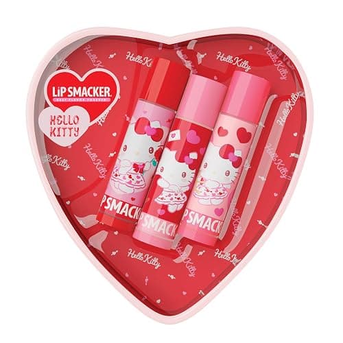 Lip Smacker Heart Tin Lip Balm Trio, Sweet & Fruity Flavors, Moisturizing & Hydrating Lip Care, Sheer Glossy Finish, Fun & Collectible Gift Set for All Ages - Hello Kitty - Image 1