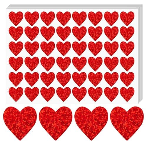 Anwyll Heart Stickers - Glitter Red Heart Stickers 480Pcs 1Inch Love Sticker Self-Adhesive Valentines Day Hearts Shaped Sticker for Kids Classroom Reward Envelope Seal Birthday Wedding Favor - Image 1