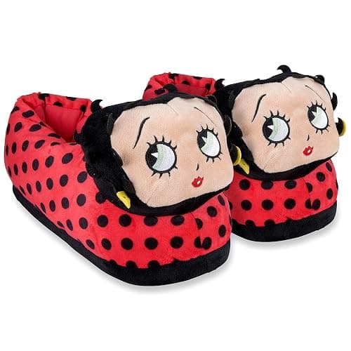 Odd Sox – Betty Boop Fun Indoor Novelty Slippers – Big Fuzzy Cozy Lounge Footwear – Size Medium – Plush Cartoon Character House Shoes - Image 1
