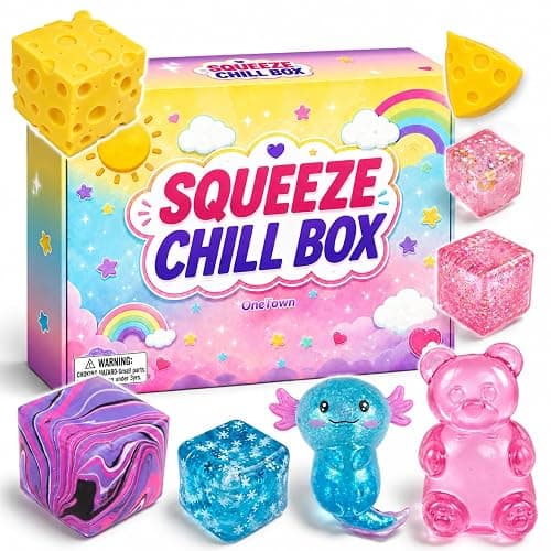 OneTown 8Pcs Squishies Toys Kit with Gift Box,Cute Squishies and Squeeze Fidget Toys,Soft Sensory Fidget Toy for Adults,Stretchy Anxiety Stress Relief Toy for Party Favors Birthday Gifts(Random Color) - Image 1