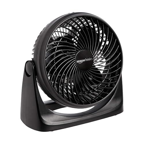 Amazon Basics Air Circulator Fan, Desk Fan for Bedroom, Home and Office, With 90-Degree Tilt Head, 3 Speed Settings, Lightweight (3 LBS), 35 Watts, Black, 11.1"W x 6.3"D x 10.9"H - Image 1