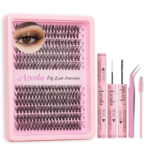 Azenlo Lash Clusters Kit, 240pcs DIY Lash Extensions Kit, 30D+40D Thin Band Lash Clusters, 10-16mm Soft Natural Volume Lashes for Beginners - Image 1