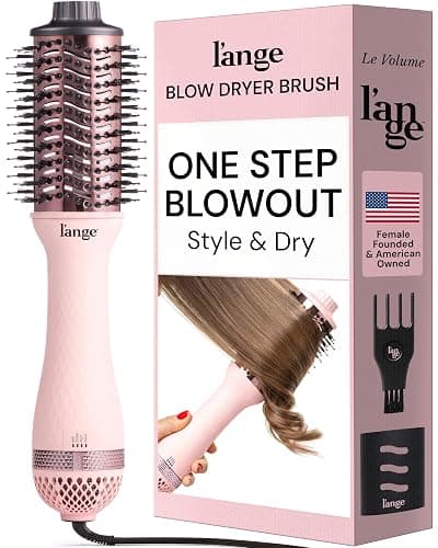 L'ANGE HAIR Le Volume 2-in-1 Titanium Blow Dryer Brush | Hot Air Brush for Hair Drying & Styling | Ionic Oval Barrel for Smooth, Frizz-Free Volume | (Blush – 60mm) - Image 1