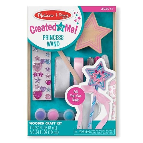 Melissa & Doug Created by Me! Wooden Princess Wand, Arts & Crafts Kit with Paint, Glitter Stickers, Ribbons & More, Princess Toys for Kids 4+ - Image 1