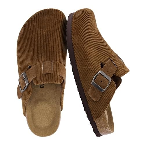 CUSHIONAIRE Hana Womens Clogs | Comfortable Vegan Suede Clogs for Women | Slip On Potato Shoes with Cork Footbed & Arch Support | Memory Foam, Wide Widths Available - Image 1