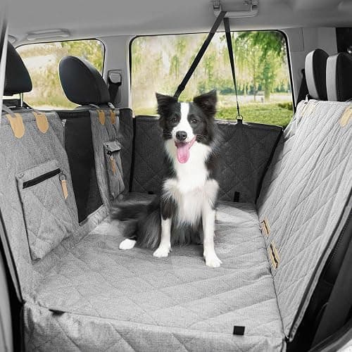 COMPAWNY Dog Car Seat Cover, Hard-Bottom Back Seat Extender for Pets, Waterproof Nonslip Hammock for Car, Backseat Dog Bed for Cars SUVs Trucks, Car Seat Protector, Universal Fit 52 x 25 in, Grey - Image 1