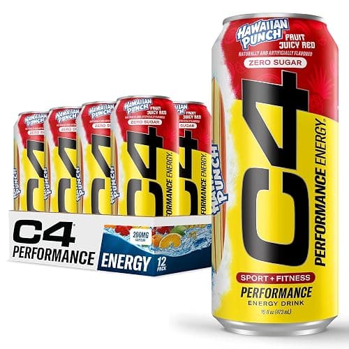 C4 Energy Drink, Hawaiian Punch Fruit Juicy Red, Carbonated Sugar Free Pre Workout Performance Drink with no Artificial Colors or Dyes, 16oz Pack of 12 - Image 1