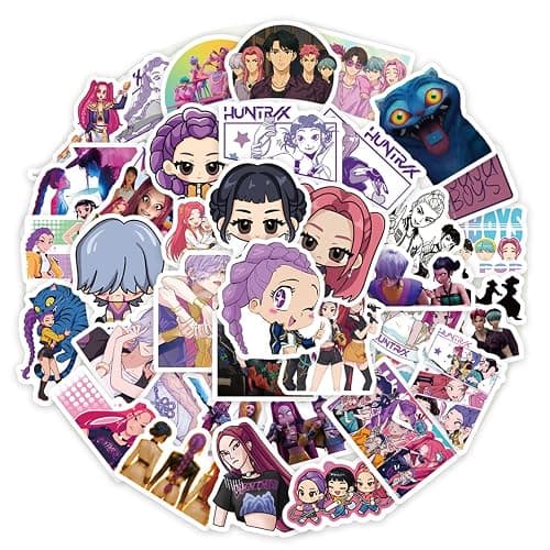 74Pcs Cute Anime Stickers, Cute Cartoon PVC Movie Decals, Perfect for Laptop, Phone Case, Helmet, Water Bottle, Travel Case, Guitar, Ideal Gift for Kids and Adults - Image 1