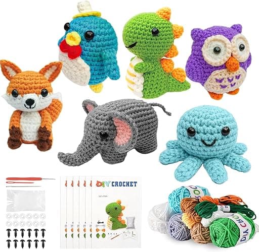 Datunsu 6PCS Crochet Kit for Beginners, 2026 Knitting Kit with Step-by-Step Video Tutorials, Beginner Crochet Kit for Adults (Forest) - Image 1
