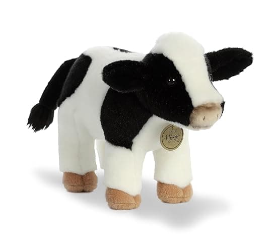 Aurora® Adorable Miyoni® Tots Holstein Calf Stuffed Animal - Lifelike Detail - Cherished Companionship - White 11 Inches - Image 1