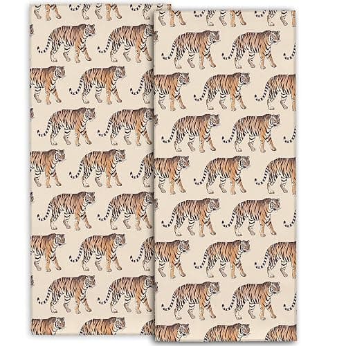amepay Cute Tiger Hand Towels - 2 Pack, 14.5" X 28",Soft Microfiber Polyester Towel Set with Elegant Wild Animal Pattern,for Retro Bathroom Kitchen Spa Hotel Decor Gifts Women Girls - Tiger - Image 1