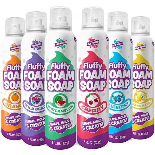 Tub Works® Fluffy Foam Soap, Variety 6 Pack | Shape, Mold & Create Bath Art with Soft Bath Foam for Kids | Gentle, Cleansing Kids Bath Soap | Easy-to-Use Spray Nozzles | Fruity, Fun Bath Colors - Image 1