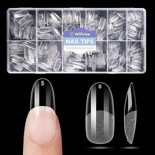 Medium Oval Round Nail Tips: 504Pcs Pre-shaped Full Cover Clear Gel Nails Tip, 12Sizes Acrylic Fake Press on Nail Tips for False Extension Manicure Salon DIY at Home - Image 1