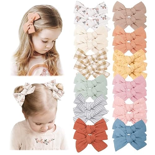 Niceye 24 PACK Baby Girl Hair Clips Set, Hair Bows Barrettes Handmade Accessories Alligator Clip for Babies Infant Toddlers Kids in Pairs - Image 1