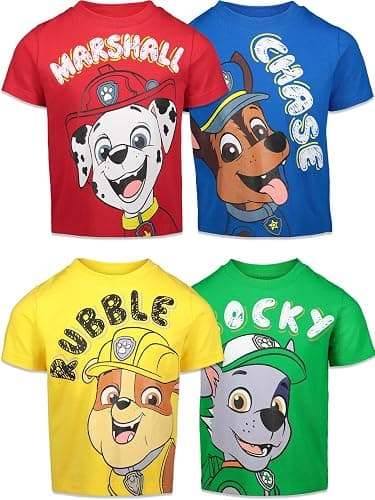 Nickelodeon Paw Patrol Boys' 4-Pack Short Sleeve T-Shirts | 4-Pack Multipack, 100% Cotton Jersey, Breathable Fabric, Ribbed Crew Neck, Tagless Neck Label - Image 1