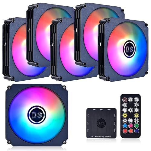 DS leddess Axis Light RGB LED 120mm 6 Pack RGB Case Fan with Remote Control for PC Case, Computer CPU Cooling, Heat Sink Systems (8th Gen Hub Box, E Series) - Image 1