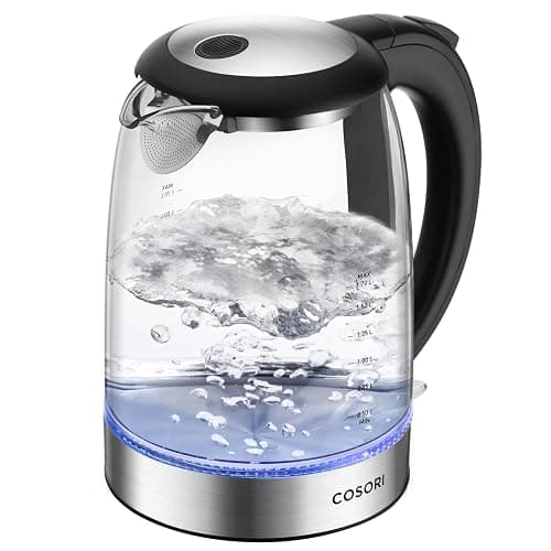 Cosori Electric Kettle, No Plastic Filter & Spout, 1.7L Tea Kettle & Hot Water Boiler For Coffee & Tea, Water Heater & Teapot, Automatic Shut Off, Borosilicate glass, Black, 1500W - 1.8 Quarts - Black - Image 1