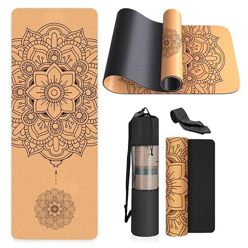 Haninj Ecologica Esterilla Yoga Antideslizante - Colchoneta Yoga de Corcho Natural, Incluye Correa de Hombro y Bolsa de Transporte,Para Yoga y Pilates,Esterilla Deporte - Yoga Mat 183 x 61CM - Image 1