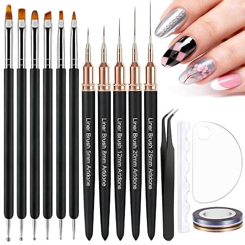 Artdone Nail Striping Tape Lines Kit With Nail Art Pens Dotting Tools And Liner Brushes For Gel Polish Small Detail Drawing Design Paint - Image 1