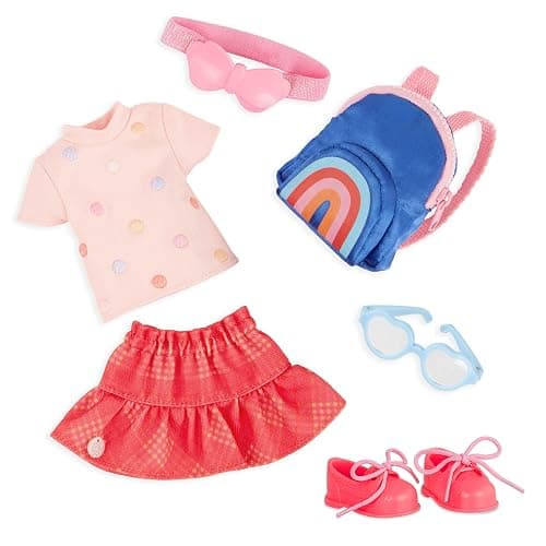 Glitter Girls – 14-Inch Doll Clothes – 7 Pieces School Outfit – Colorful Skirt & Accessories – Rainbow Backpack & Glasses – 3+ Years– A+ Fashion - Image 1