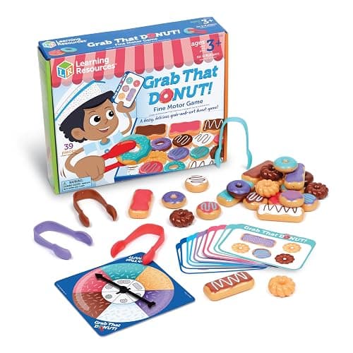 Learning Resources Grab That Donut! Fine Motor Game - Toddler Food Bakery Toys, Board Games, Color Sorting, Gifts for Boys and Girls, Hand Eye Coordination, Preschool Sensory Activities - Image 1