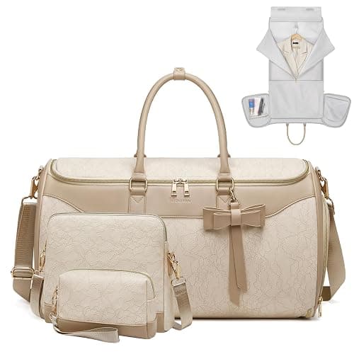 Garment Bags for Travel,45L Carry on Convertible Garment Duffle bag for Men Women - 3 in 1 Hanging Suit Travel Bag with Shoulder Strap (Beige brown) - Image 1