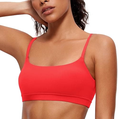 CRZ YOGA Butterluxe Adjustable Spaghetti Strap Sports Bras for Women - Scoop Neck Wireless Padded Yoga Workout Crop Top - Image 1