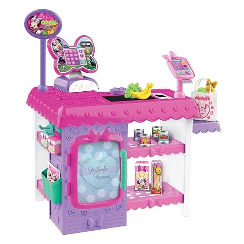 Disney Junior Minnie Mouse Marvelous Market, Pretend Play Cash Register with Realistic Sounds, 38 Play Food Pieces and Accessories, Kids Toys for Ages 3 Up by Just Play - Image 1