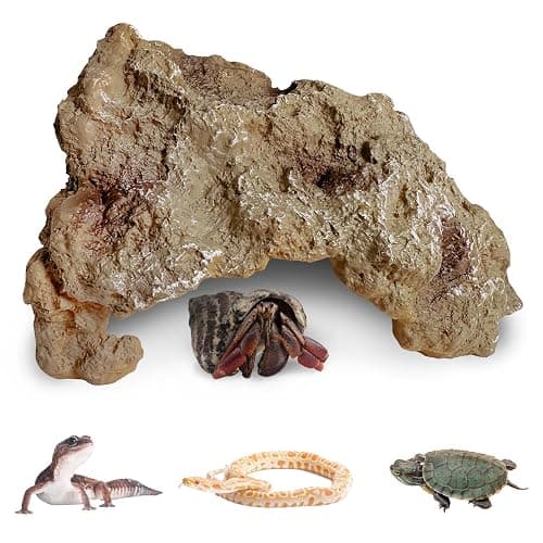 Hamiledyi Reptile Simulation Rock Cave Hideouts Reptile Hide Resin Leopard Gecko Hide Bearded Dragon Hideout Terrarium Decor for Turtles Snakes Gecko Hermit Crab Ball Pythons (S) - Image 1