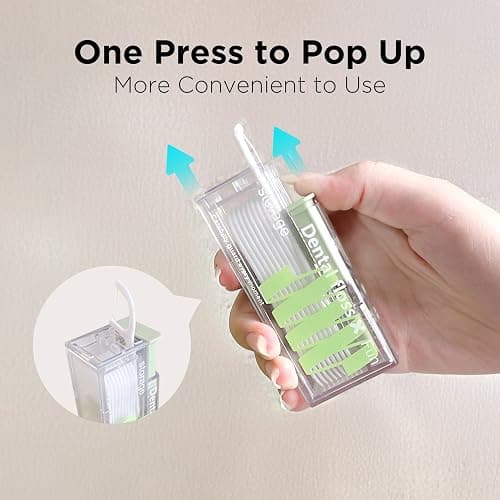 Dental Floss Picks with 2025 Design Case, Floss Pick Dispenser Refillable, Automatic Floss Picks Organizer with Floss Sticks 10 Count (Green) - Image 1