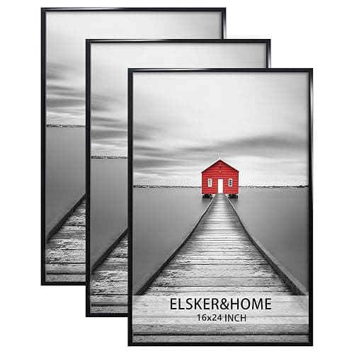 ELSKER&HOME 16x24 Poster Frame 3 Pack, Black 16x24 Frame | 16x24 Picture Frame for Horizontal or Vertical Wall Mounting, Sturdy and Scratch-proof - Image 1