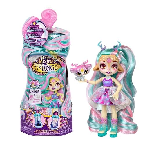 Magic Mixies Pixlings Deluxe Pack, Deerlee The Deer, Shimmer Reveal, Create & Mix Potion That Magically Reveals 6.5" Pixling Doll Inside Potion Bottle - Exclusive Mini Mixies & 6 Hair Accessories - Image 1