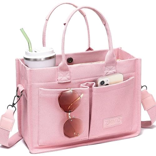 ZHMO Canvas Tote Bag for Women,Women's Bags Crossbody Bags Work Laptop Tote Bag Large Handbags Purse for Travel Nurse Teacher - Image 1