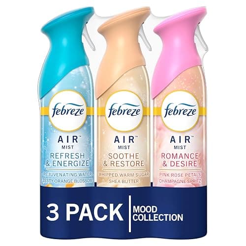 Febreze Air Mist Air Freshener Spray, Odor-Fighting Room Spray for Home and Bathroom and Kitchen, Aerosol Can, Refresh & Energize, Soothe & Restore, Romance & Desire Scent, 8.8oz, 3 Count - Image 1