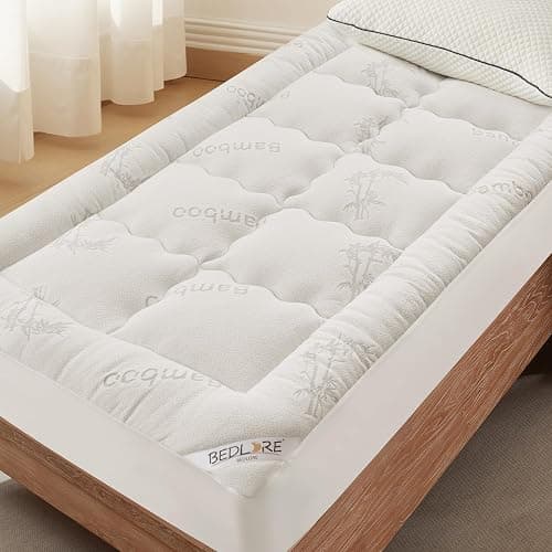 BEDLORE Twin XL Mattress Topper Viscose Derived from Bamboo, Thick Pillow Top Mattress Pad with Deep Pockets for 6-15 inches Mattress, Soft Mattress Topper College Dorm Size for Back Pain Relief - Image 1