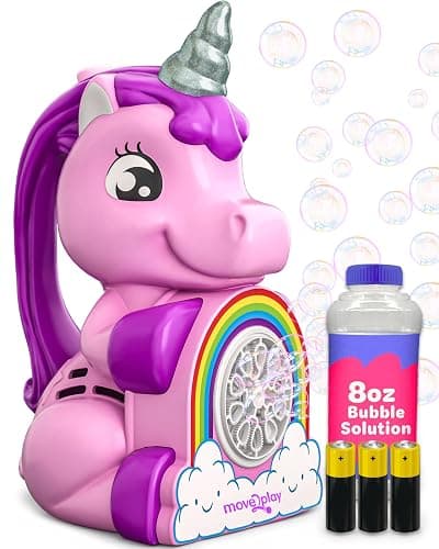 Move2Play, Unicorn Bubble Blower | Basket Stuffer | Bubble Machine | Toy for Toddlers, Boys and Girls | Indoor & Outdoor | Birthday Party | Summer Fun | Gift for Girl 1, 2, 3, 4+ Years Old - Image 1